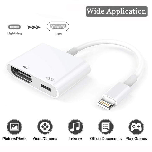 Iphone Digital AV to HDMI Adapter with Lighting Charging Port For HDTV Monitor Projector 1080P For iPhone iPad iPod - WooTech Online Shopping