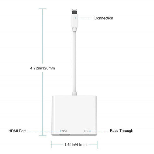 Iphone Digital AV to HDMI Adapter with Lighting Charging Port For HDTV Monitor Projector 1080P For iPhone iPad iPod - WooTech Online Shopping