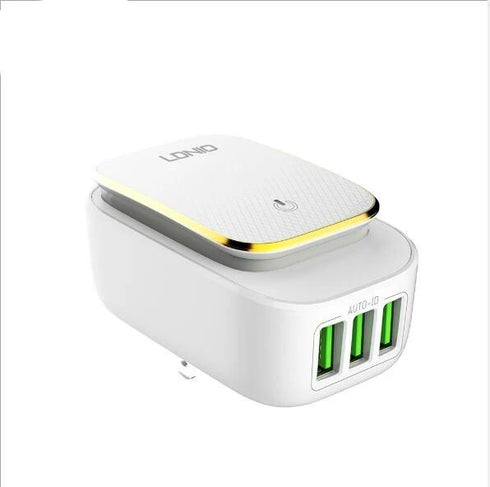 USB Phone Charger 3 Ports Wall Travel Light Charger 5V 4.4A - WooTech Online Shopping