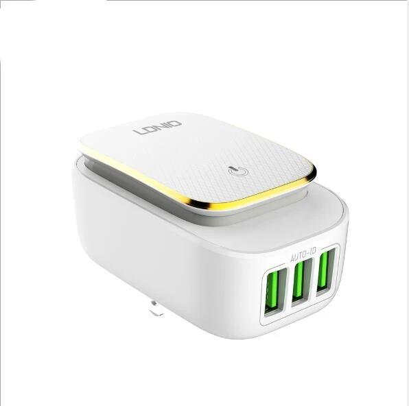 USB Phone Charger 3 Ports Wall Travel Light Charger 5V 4.4A - WooTech Online Shopping