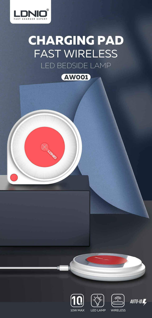 10W Fast Wireless Charger Built-in Bedside Lamp Qi Quick Charging Pad - AW001 - WooTech Online Shopping
