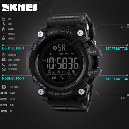 Skmei 1385 Waterproof Alarm Bluetooth Sports Watch - WooTech Online Shopping