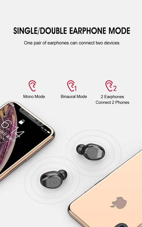 Bluetooth 5.0 Earphones TWS F9 5.0V Stereo Noise Cancelling Gaming Earbuds - WooTech Online Shopping