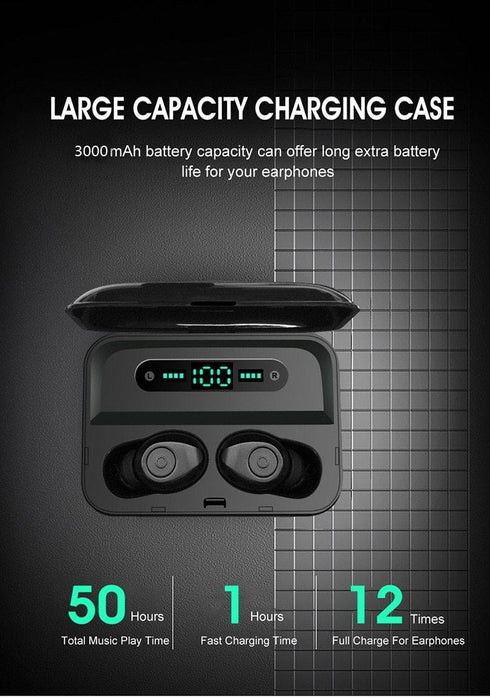 Bluetooth 5.0 Earphones TWS F9 5.0V Stereo Noise Cancelling Gaming Earbuds - WooTech Online Shopping