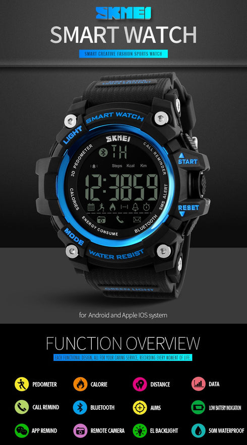SKMEI 1227 Waterproof Alarm Bluetooth Sports Watch - WooTech Online Shopping