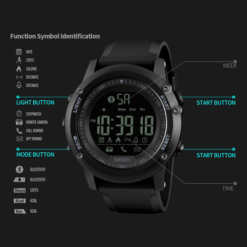 SKMEI 1321 Waterproof Alarm Bluetooth Sports Watch - WooTech Online Shopping
