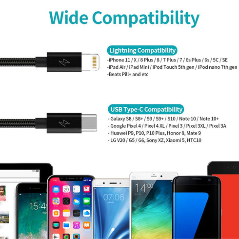 ROMOSS Multi Charger Cable 2-in-1 iPhone and Android USB C Charging Cable - CB219 - WooTech Online Shopping In SA