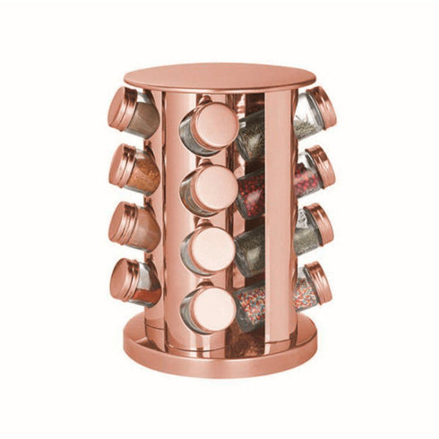16 Jars Rotating Spice Carousel - Gold