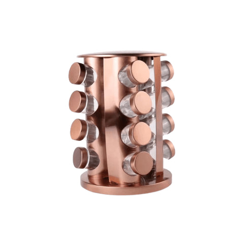 16 Jars Rotating Spice Carousel - Gold