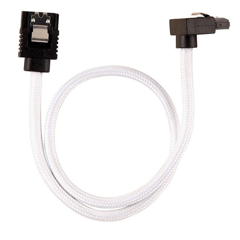 SATA 3.0 Data Cable For Hdd / SSD - Premium White Sleeved SATA 6Gbps 50Cm 90 bend sata Cable - WooTech Online Shopping In SA