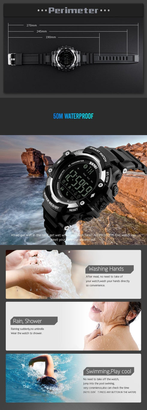 SKMEI 1226 Waterproof Alarm Bluetooth Sports Watch - WooTech Online Shopping In SA