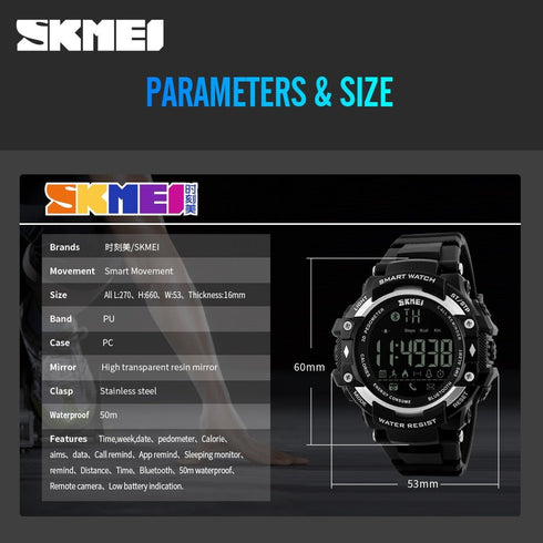 SKMEI 1226 Waterproof Alarm Bluetooth Sports Watch - WooTech Online Shopping In SA