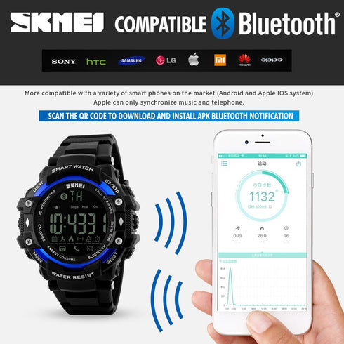 SKMEI 1226 Waterproof Alarm Bluetooth Sports Watch - WooTech Online Shopping In SA