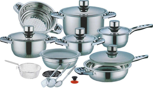 Tommy Leopard LD-3068 Stainless Steel Cookware Pot Set - 21 Piece - WooTech Online Shopping In SA