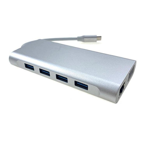 USB3.1 Type C Hubs 11 in 1 Type C to HDMI VGA 4*USB 3.0 RJ45 Gigabit Ethernet PD Audio SD/TF card reader 3.5mm - WooTech Online Shopping In SA
