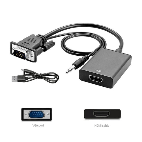 VGA to HDMI Converter Cable - Black - WooTech Online Shopping In SA
