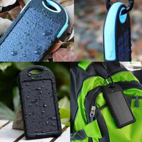 Waterproof Solar Power Bank Shockproof - With Two USB Outputs - Blue - WooTech Online Shopping In SA